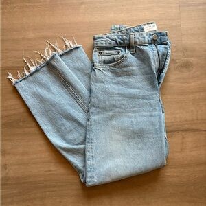 Topshop Classic Straight Jeans with Raw Hem